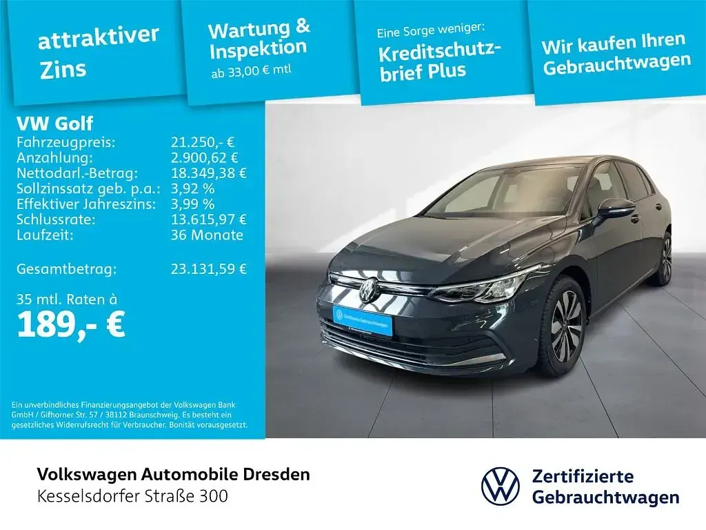 Gebraucht VW Golf VIII Move 131 PS (96 kW) 2024 Grau Limousine