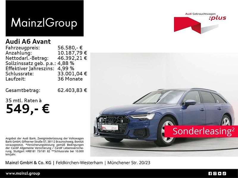 Ascariblau metallic Gebraucht 2024 Audi A6 S-Line Kombi | 56.580 € (Teuer) - Bild 1/3