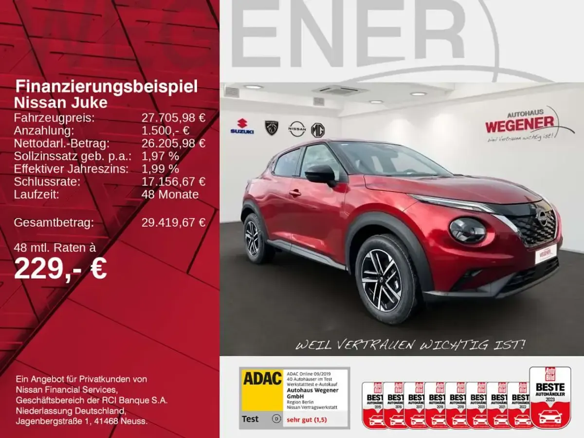 Neu Nissan Juke N-Connecta 143 PS (105 kW) 2026 Rot SUV