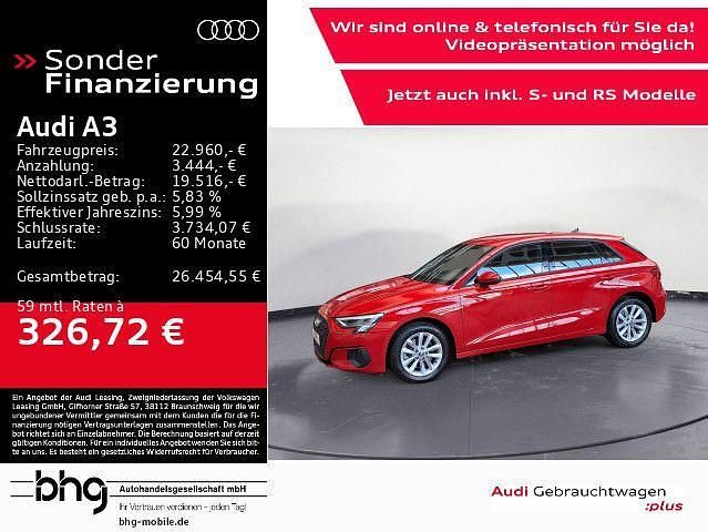 Tangorot metallic Gebraucht 2020 Audi A3 Sportback Basis Limousine | 22.960 € (Guter Preis) - Bild 1/4