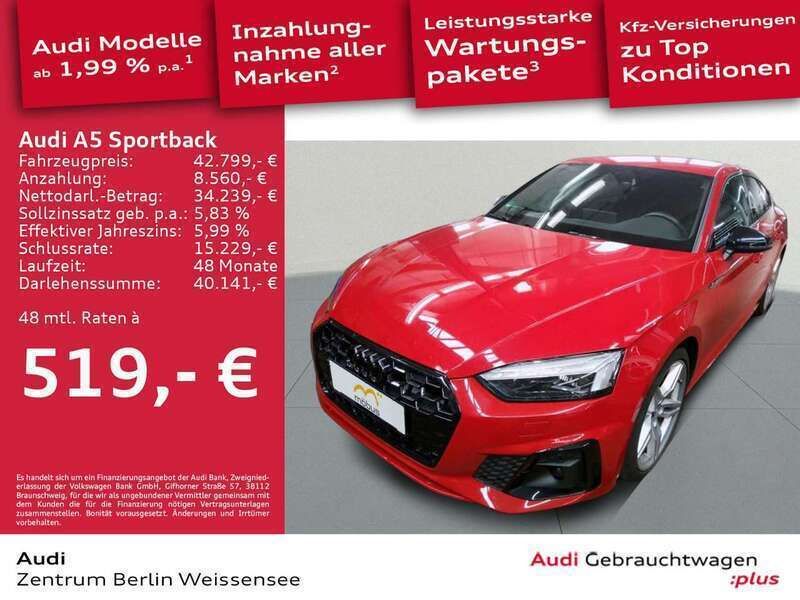 Tangorot metallic Gebraucht 2022 Audi A5 S-Line Coupé | 42.799 € (Etwas zu teuer) - Bild 1/4