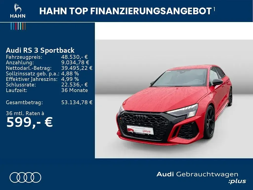 Occasion Audi RS3 Ambiente 400 ch (294 kW) 2022 Rouge Berline