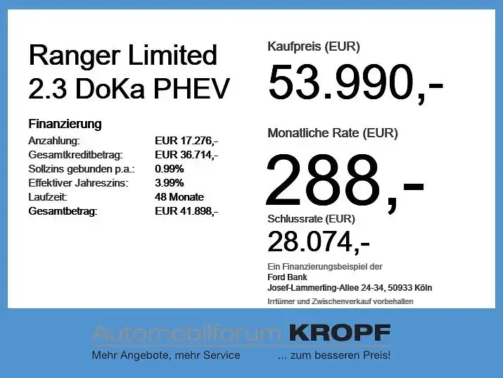 Neu Ford Ranger Limited 281 PS (206 kW) 2026 Grau Pickup