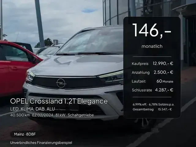 Gebraucht Opel Crossland Elegance 110 PS (80 kW) 2024 Aluminiumgrau metallic (metallic) SUV