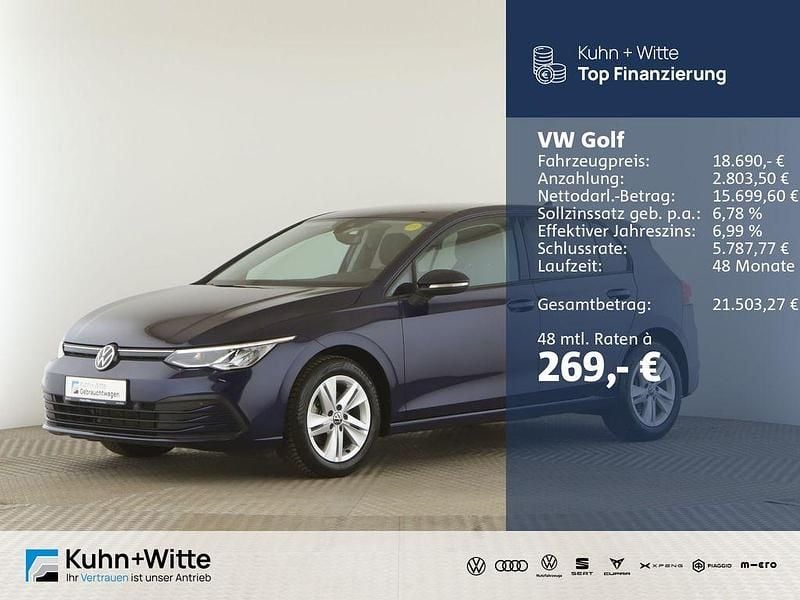 Atlantic blue metallic Gebraucht 2020 VW Golf VIII Life Limousine | 18.690 € (Superpreis) - Bild 1/3