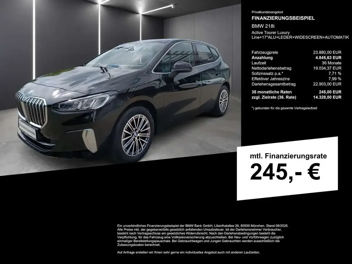 Gebraucht BMW 218 Active Tourer Luxury Line 136 PS (100 kW) 2023 Schwarz uni Van / Kleinbus
