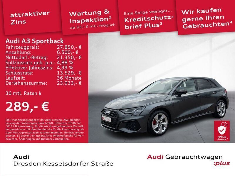 Daytonagrau perleffekt Gebraucht 2022 Audi A3 Sportback e-tron Ambiente Limousine | 27.850 € (Fairer Preis) - Bild 1/4