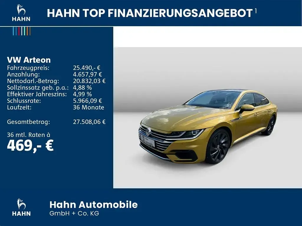Brugt VW Arteon R-line 280 HK (205 kW) 2017 Gul Hatchback
