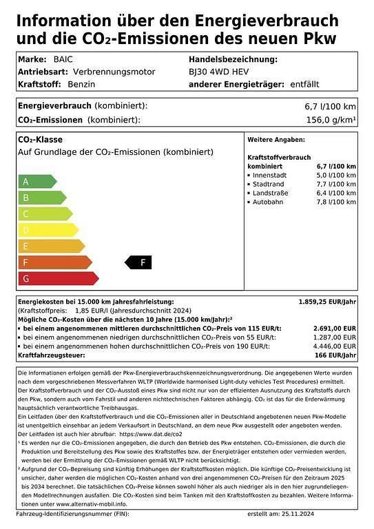 Gebraucht Baic BJ30 280 PS (205 kW) 2025 Grün SUV