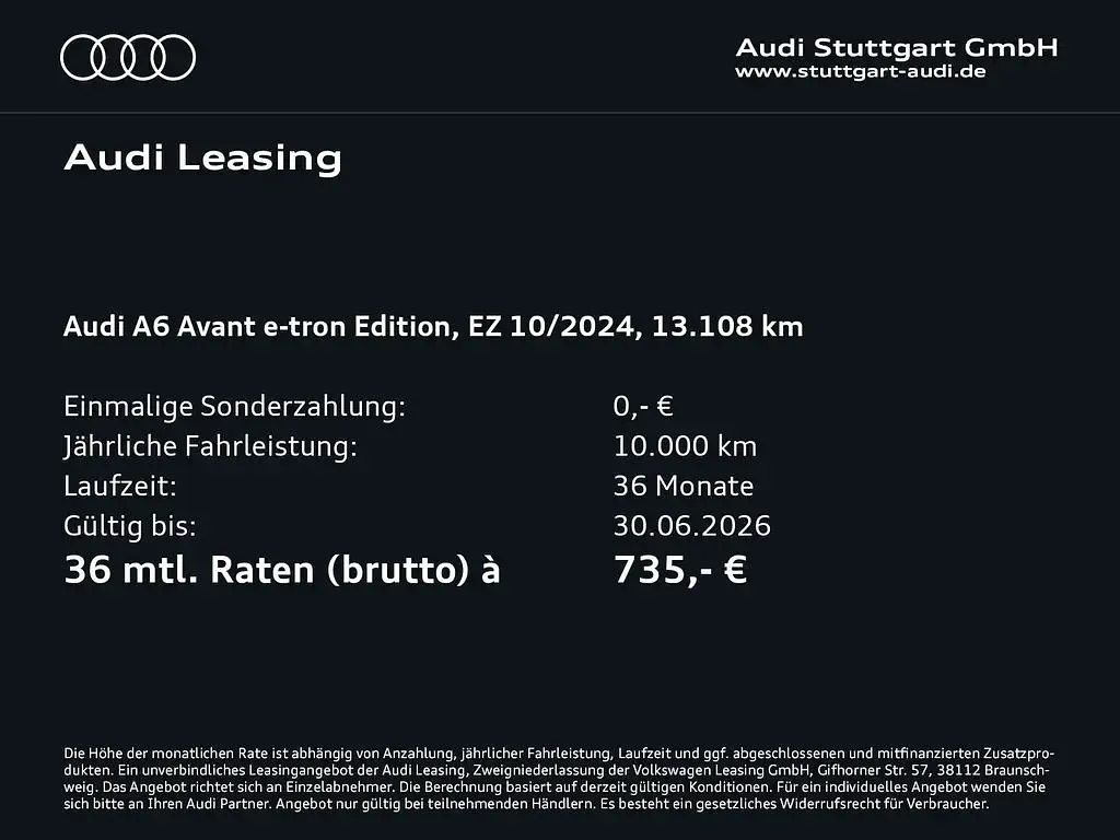 Usata Audi A6 e-tron Edition .1 269 kW (367 CV) 2024 Grigio Station wagon