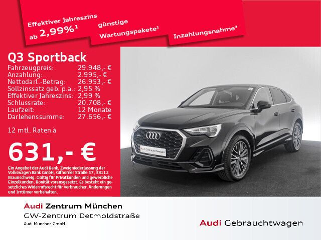 Mythosschwarz metallic Gebraucht 2020 Audi Q3 Sportback Design SUV | 29.948 € (Guter Preis) - Bild 1/2