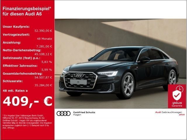 Mythosschwarz metallic Gebraucht 2024 Audi A6 S-Line Limousine | 52.390 € - Bild 1/3
