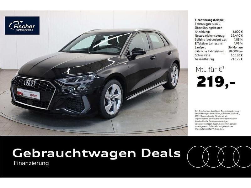 Schwarz Gebraucht 2022 Audi A3 Sportback S-Line Limousine | 24.440 € (Superpreis) - Bild 1/4