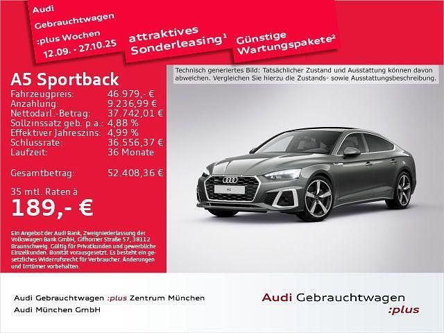 Grau Gebraucht 2024 Audi A5 Sportback S-Line Limousine | 46.979 € (Etwas zu teuer) - Bild 1/2
