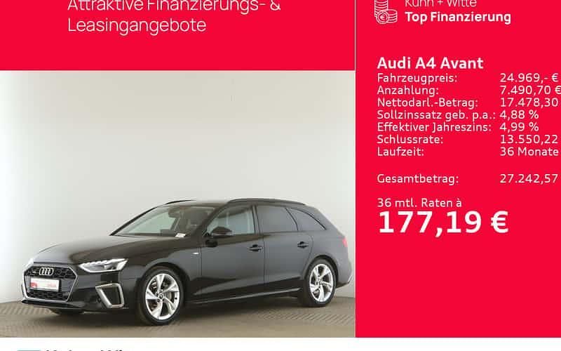 Mythosschwarz metallic Gebraucht 2022 Audi A4 S-Line Kombi | 24.950 € (Superpreis) - Bild 1/3