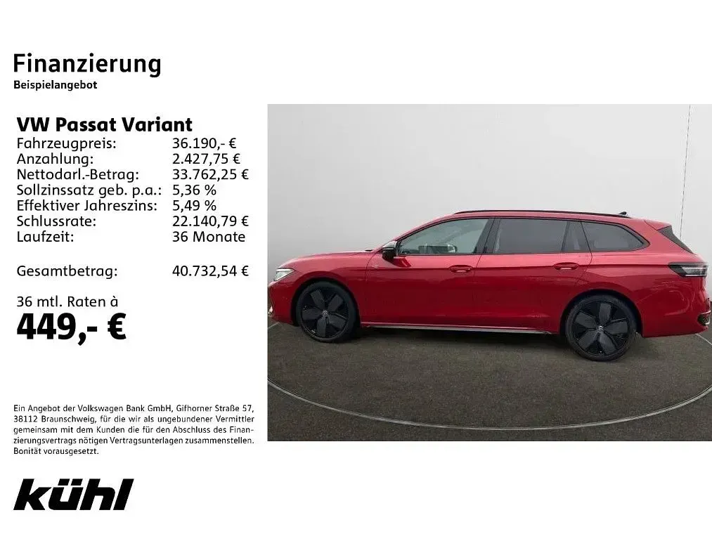 Gebraucht VW Passat R-line 150 PS (110 kW) 2024 Chilirot metallic Kombi