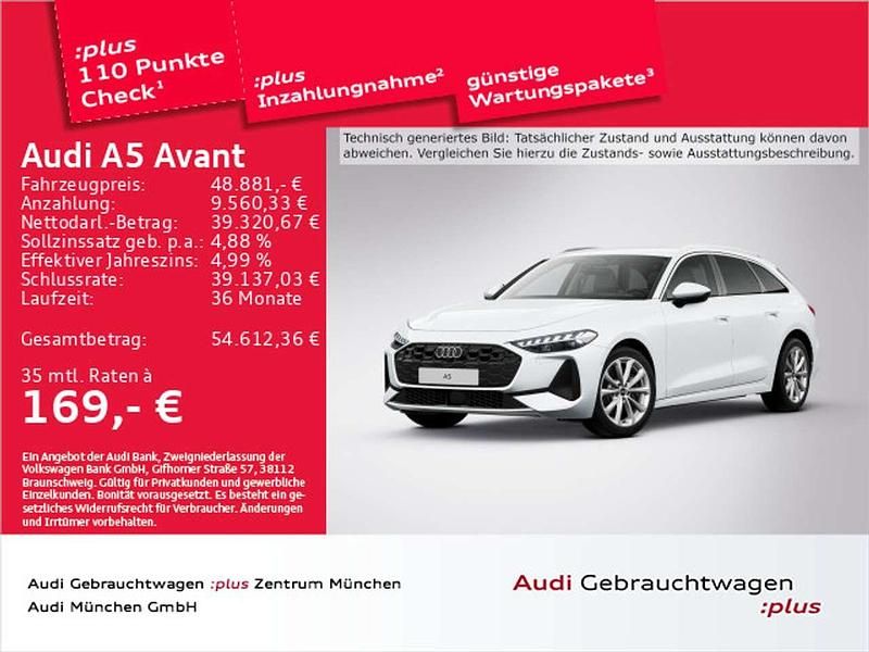 Gletscherweiß metallic Gebraucht 2025 Audi A5 Sport Coupé | 48.881 € (Superpreis) - Bild 1/2