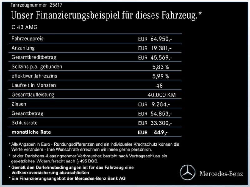 Lack obsidianschwarz (metallic) Gebraucht 2024 Mercedes C43 AMG AMG Limousine | 64.950 € (Teuer) - Bild 1/1