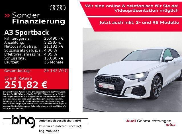 Ibisweiß Gebraucht 2022 Audi A3 S-Line Limousine | 26.490 € - Bild 1/4