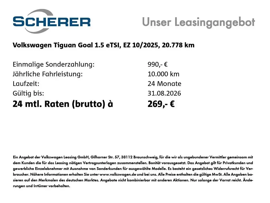 Gebraucht VW Tiguan Goal 150 PS (110 kW) 2025 Cipressinogrün metallic (metallic) SUV