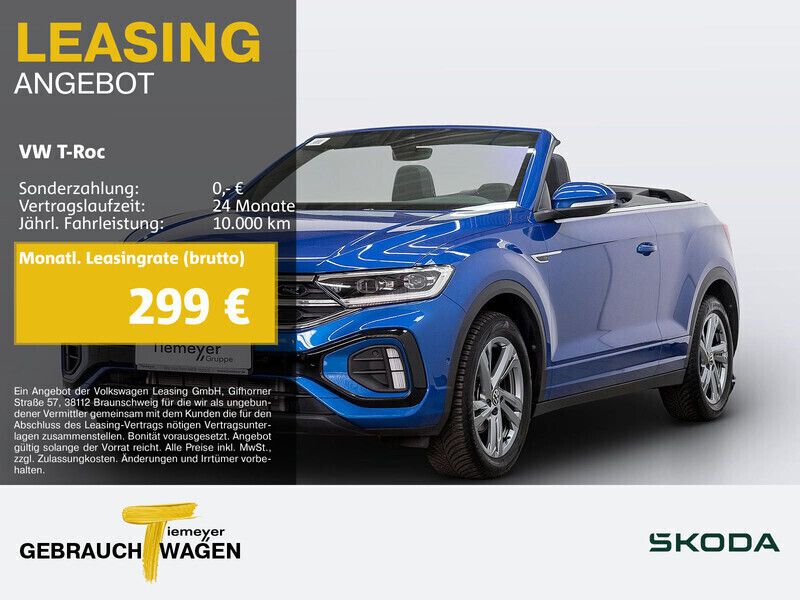 Blau Gebraucht 2023 VW T-Roc Cabriolet R-line Cabrio | 29.110 € (Guter Preis) - Bild 1/4