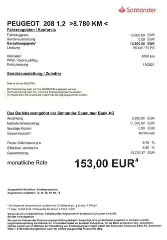 Gebraucht Peugeot 208 75 PS (55 kW) 2021 Lack grau artense/typ aussenve Kleinwagen