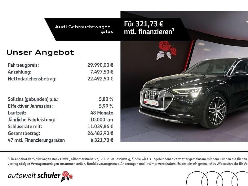 Mythosschwarz metallic Gebraucht 2019 Audi e-tron Advanced SUV | 29.990 € (Fairer Preis) - Bild 1/4