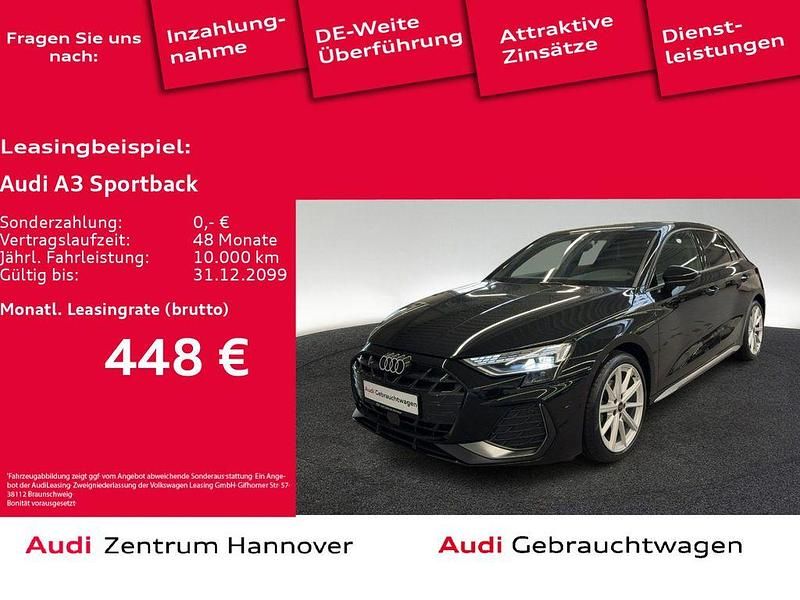Schwarz Gebraucht 2024 Audi A3 Sportback S-Line Kleinwagen | 35.350 € (Guter Preis) - Bild 1/4