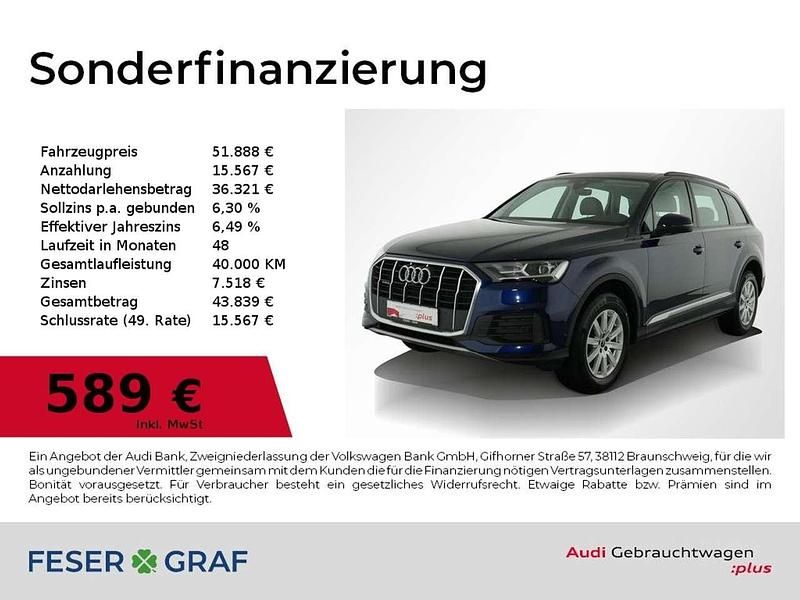 Navarrablau metallic Gebraucht 2021 Audi Q7 SUV | 51.888 € (Fairer Preis) - Bild 1/2