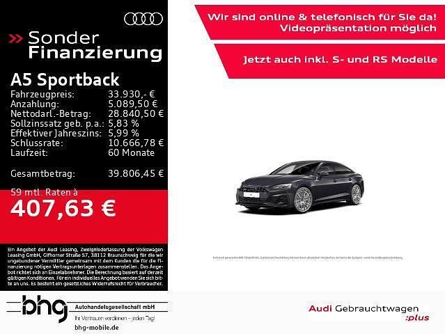 Schwarz Gebraucht 2022 Audi A5 Sportback S-Line Limousine | 33.930 € (Fairer Preis) - Bild 1/4