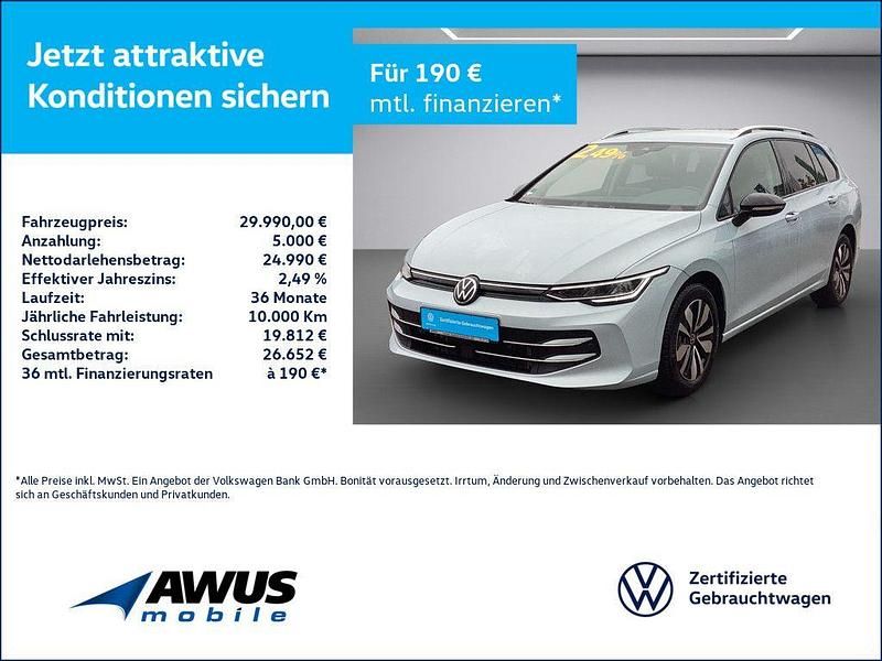 Blau / crystal ice blue (metallic) Gebraucht 2025 VW Golf VIII Goal Kombi | 29.990 € (Superpreis) - Bild 1/4