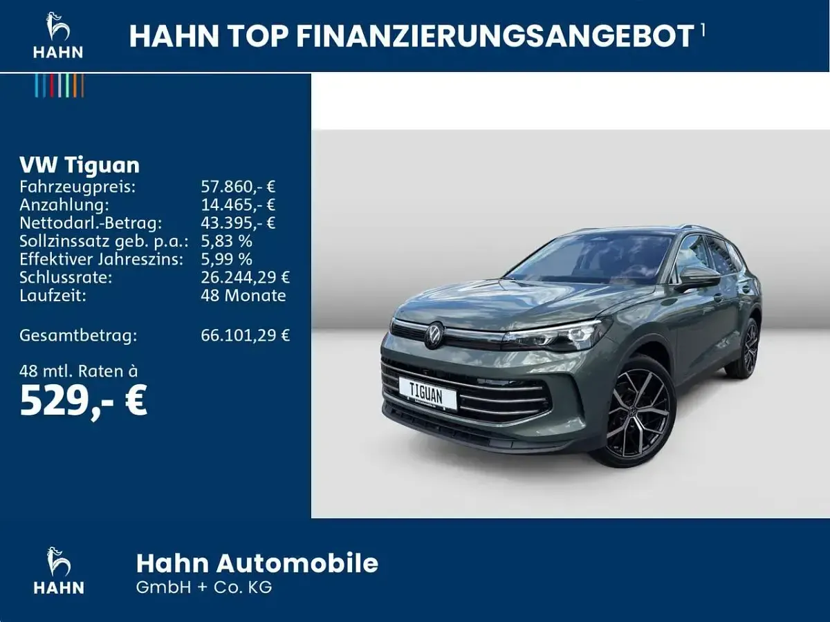 Neu VW Tiguan Elegance 204 PS (150 kW) 2026 Cipressinogrün metallic SUV