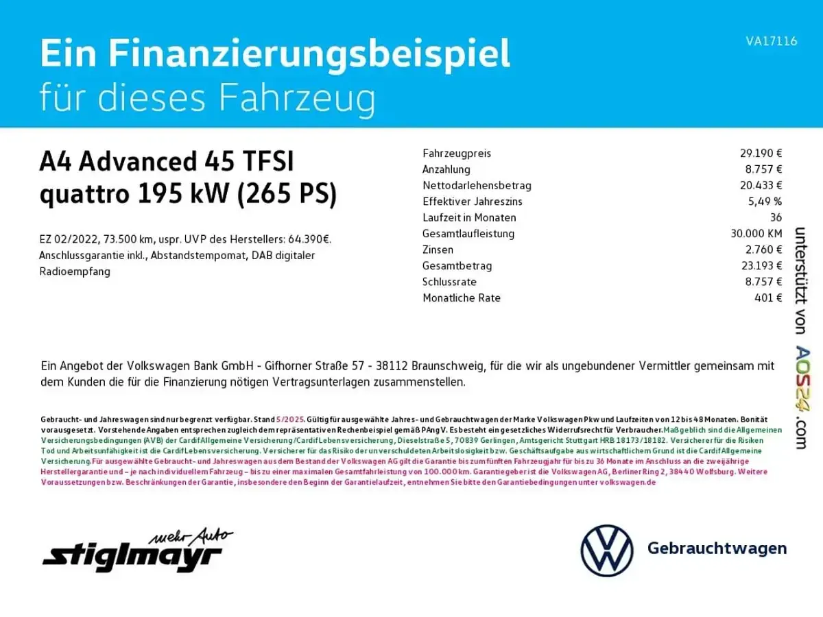 Gebraucht Audi A4 Ambiente 265 PS (194 kW) 2022 Navarrablau metallic Kombi