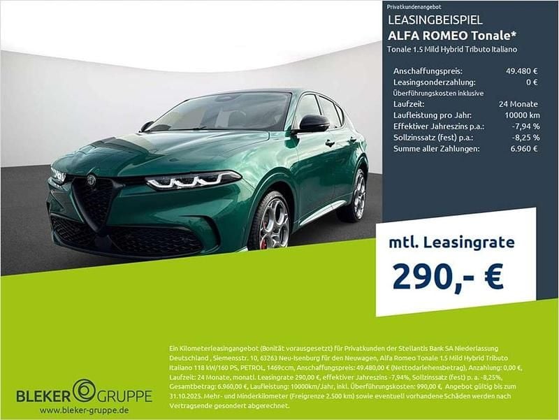 Verde montreal, spez Gebraucht 2024 Alfa Romeo Tonale SUV | 41.160 € - Bild 1/3