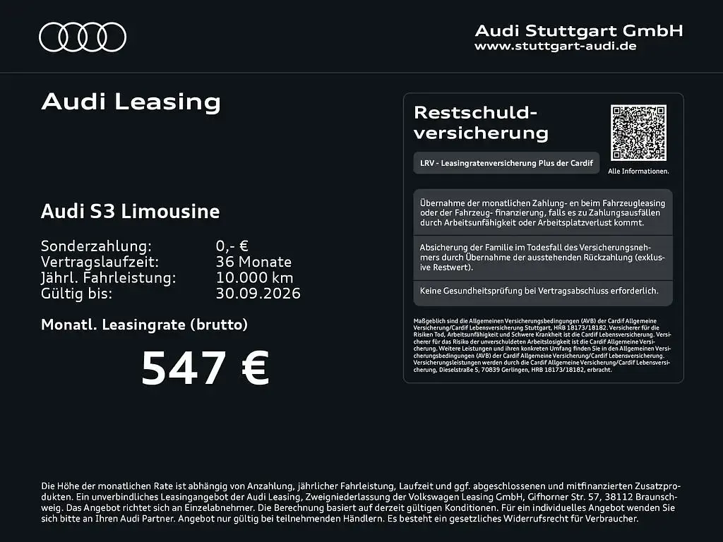 Gebraucht Audi S3 Ambiente 333 PS (244 kW) 2025 Navarrablau metallic Limousine