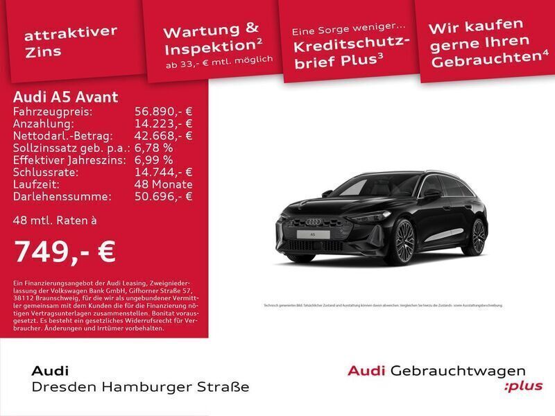 Mythosschwarz metallic Neu 2025 Audi A5 Ambiente Coupé | 56.890 € (Superpreis) - Bild 1/3