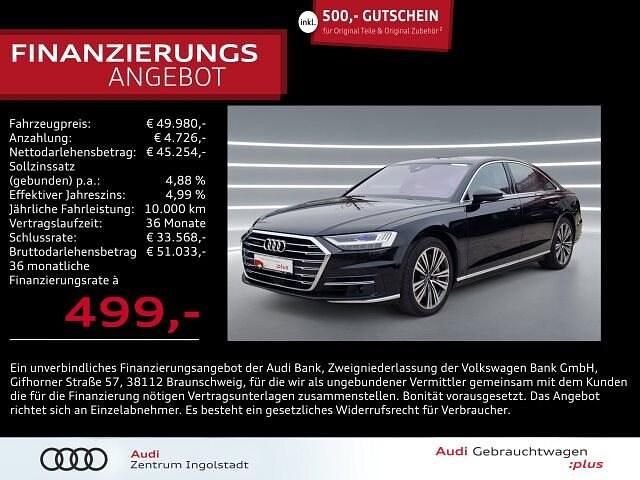Mythosschwarz metallic Gebraucht 2021 Audi A8 Ambiente Limousine | 49.980 € (Guter Preis) - Bild 1/3