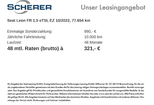 Gebraucht Seat Leon FR 150 PS (110 kW) 2022 Asphalt blau metallic Limousine
