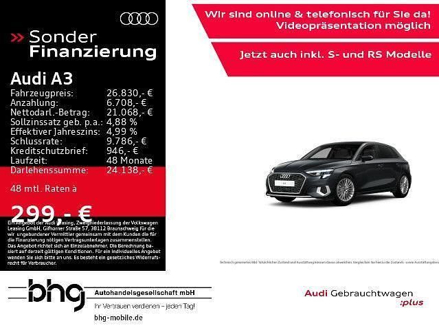 Grau Gebraucht 2021 Audi A3 Sportback Advanced Limousine | 26.830 € (Fairer Preis) - Bild 1/4