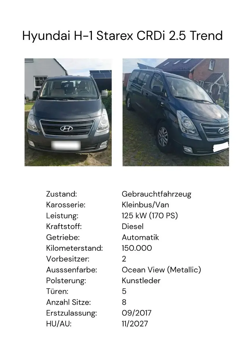 Gebraucht Hyundai H-1 170 PS (125 kW) 2017 Blau Van / Kleinbus