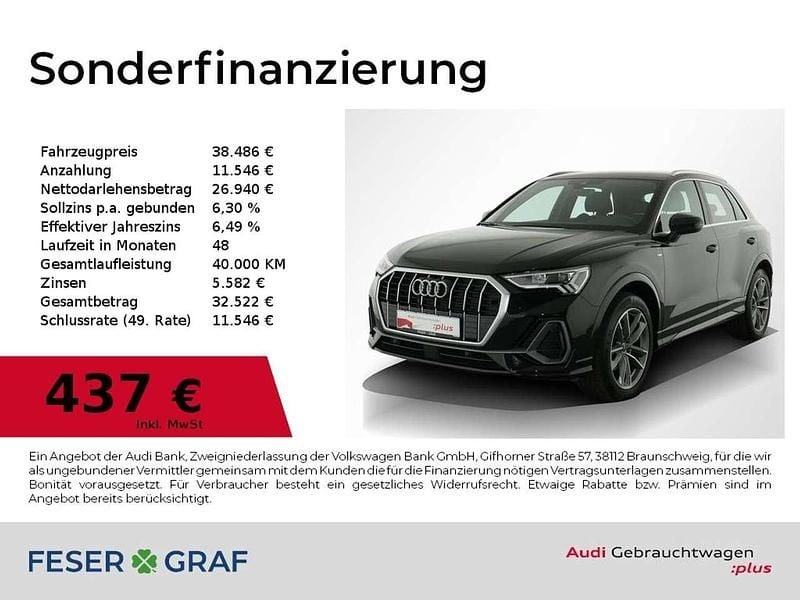 Mythosschwarz metallic Gebraucht 2024 Audi Q3 S-Line SUV | 36.839 € (Superpreis) - Bild 1/2