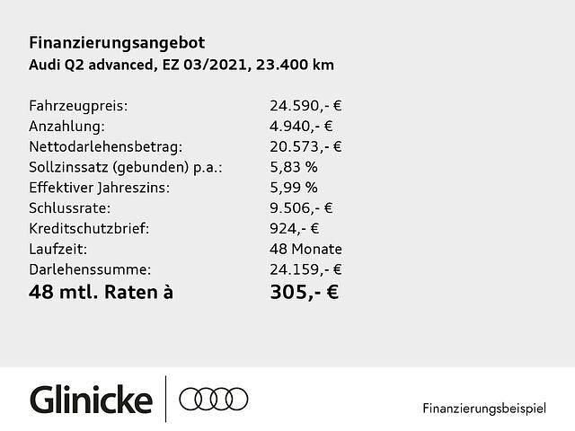 Gebraucht Audi Q2 Advanced 150 PS (110 kW) 2021 Ibisweiß SUV