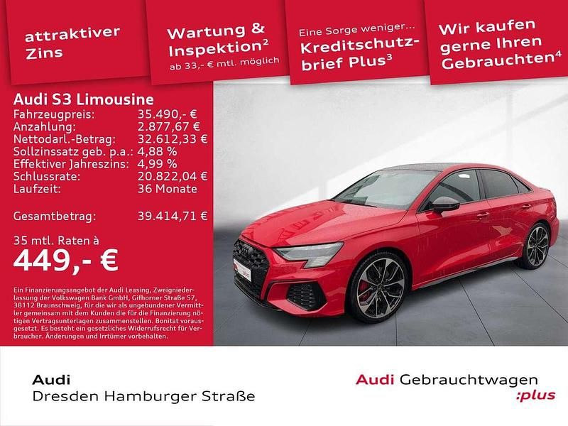 Rot Gebraucht 2021 Audi S3 Sport Limousine | 35.490 € (Fairer Preis) - Bild 1/3