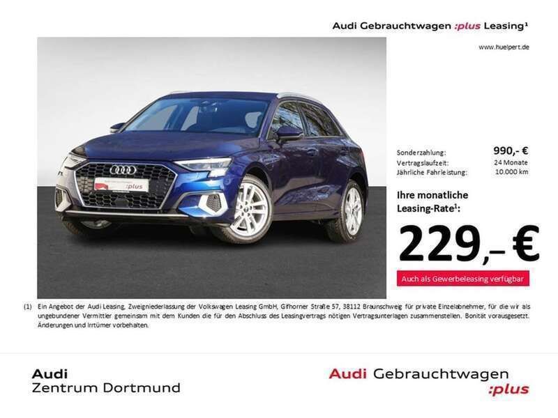 Navarrablau metallic Gebraucht 2024 Audi A3 Sportback e-tron Advanced Limousine | 32.333 € (Etwas zu teuer) - Bild 1/4