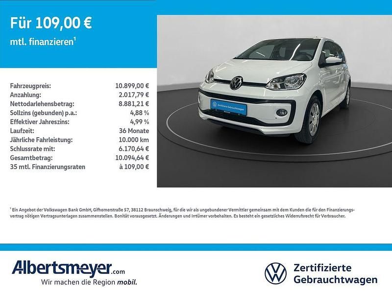 Weiß Gebraucht 2021 VW up! move up! Kleinwagen | 10.899 € (Fairer Preis) - Bild 1/4