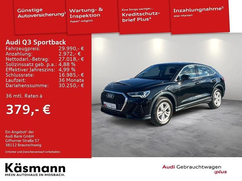 Mythosschwarz metallic (metallic) Gebraucht 2021 Audi Q3 Sportback SUV | 29.990 € (Superpreis) - Bild 1/4