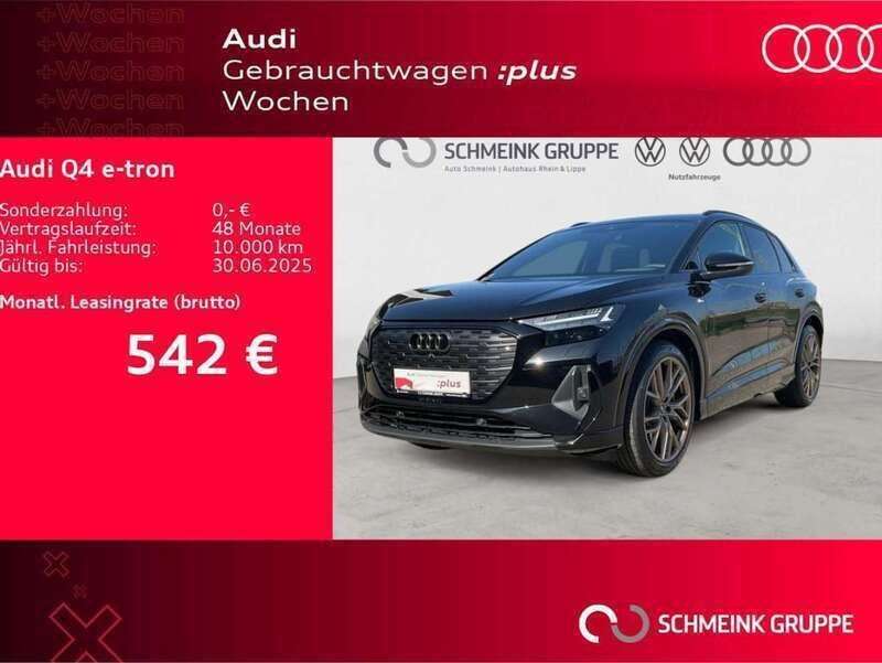 Mythosschwarz metallic Gebraucht 2024 Audi Q4 e-tron S-Line SUV | 49.981 € (Superpreis) - Bild 1/4
