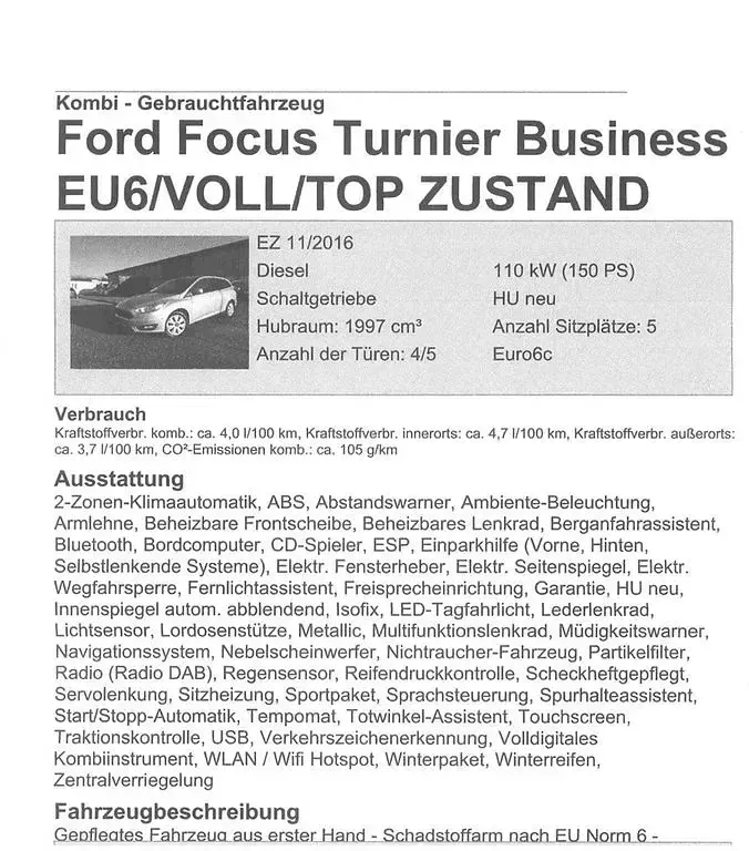 Gebraucht Ford Focus Business Edition 150 PS (110 kW) 2016 Silber Limousine