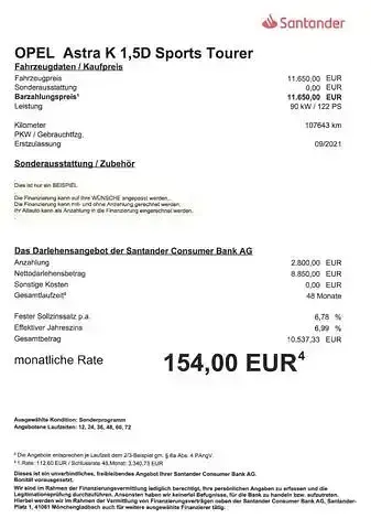 Gebraucht Opel Astra 122 PS (89 kW) 2021 Schwarz Kombi