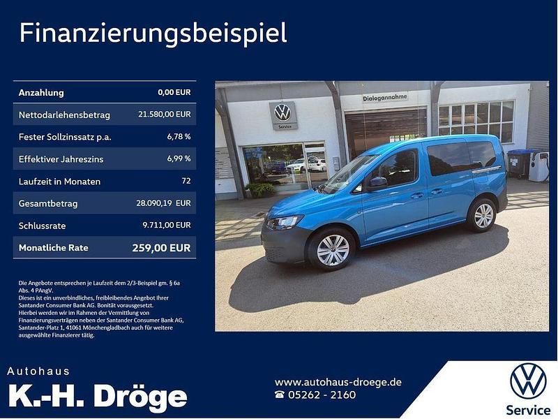 Gebraucht VW Caddy Basis 75 PS (55 kW) 2021 Costa azul metallic Van / Kleinbus